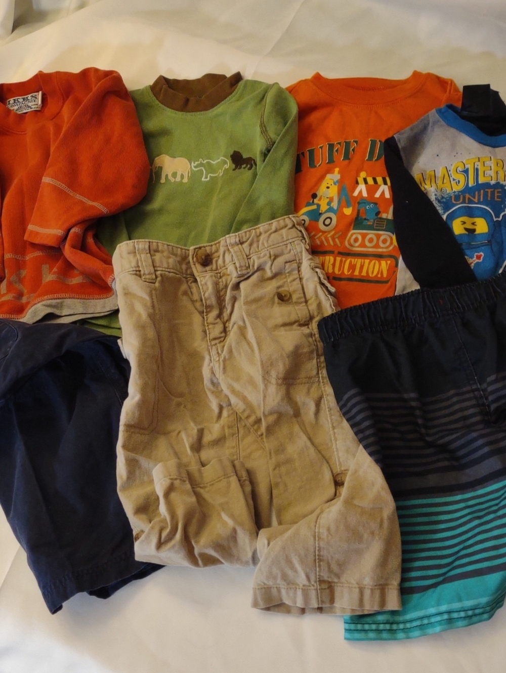 Bundle Of Boy's Pants, Tops, PJs & Swim Trunks | 7 Pcs. - Size 3/3T